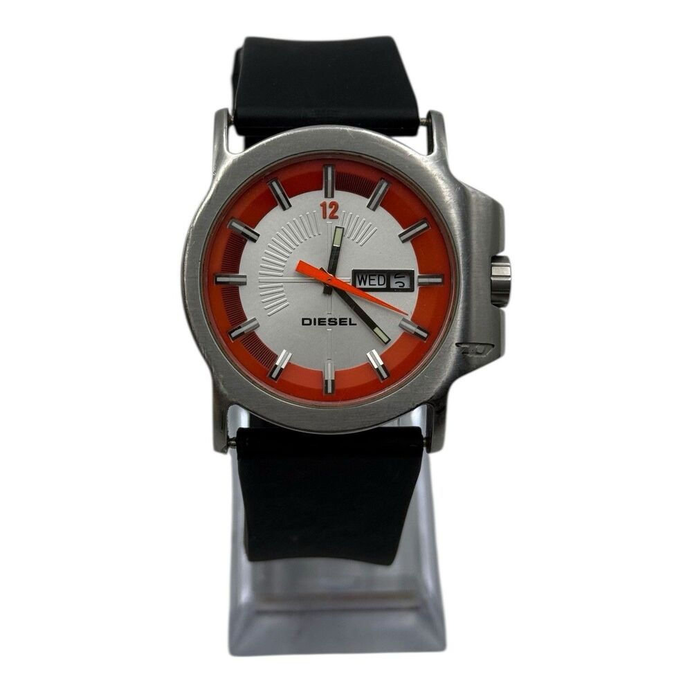 Diesel Watch Series 111  DZ-4035 Orange Mens Black Rubber Band